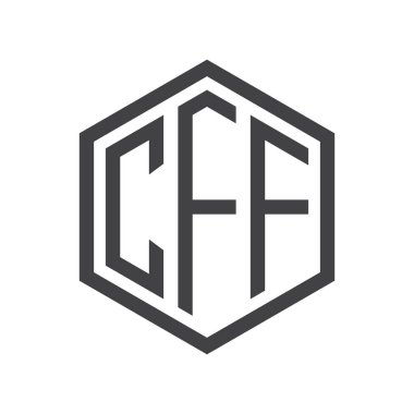 üç harfli baş harfleri altıgen logo siyah