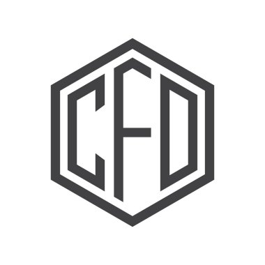 üç harfli baş harfleri altıgen logo siyah