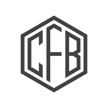 üç harfli baş harfleri altıgen logo siyah