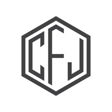 üç harfli baş harfleri altıgen logo siyah