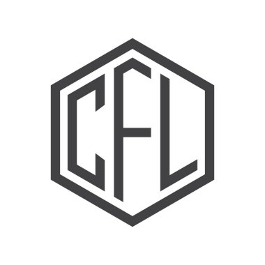 üç harfli baş harfleri altıgen logo siyah