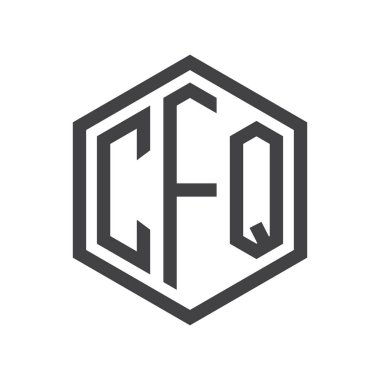 üç harfli baş harfleri altıgen logo siyah