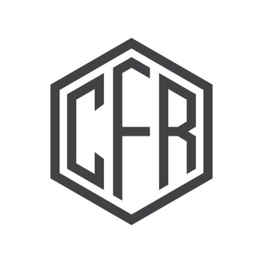 üç harfli baş harfleri altıgen logo siyah