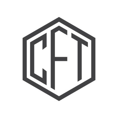 üç harfli baş harfleri altıgen logo siyah