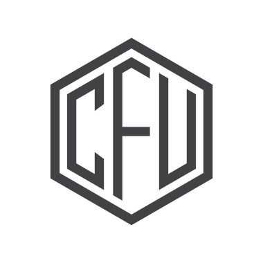 üç harfli baş harfleri altıgen logo siyah