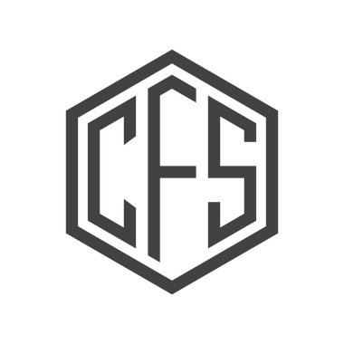 üç harfli baş harfleri altıgen logo siyah