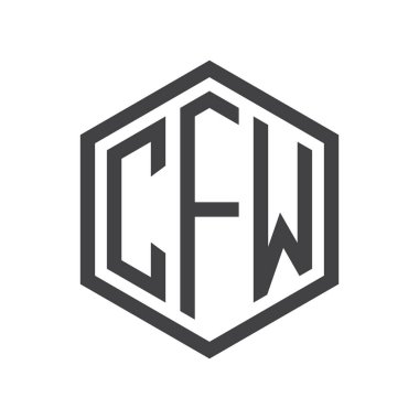 üç harfli baş harfleri altıgen logo siyah