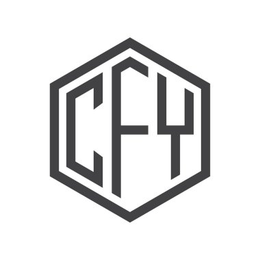 üç harfli baş harfleri altıgen logo siyah