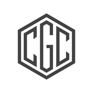 üç harfli baş harfleri altıgen logo siyah