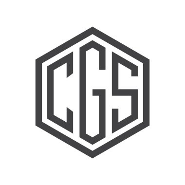 üç harfli baş harfleri altıgen logo siyah