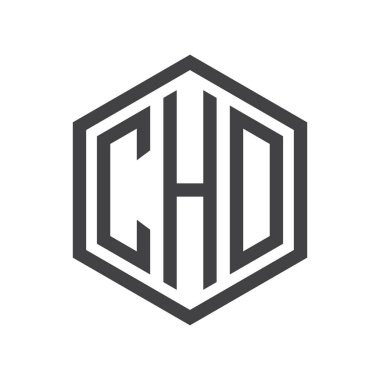 üç harfli baş harfleri altıgen logo siyah