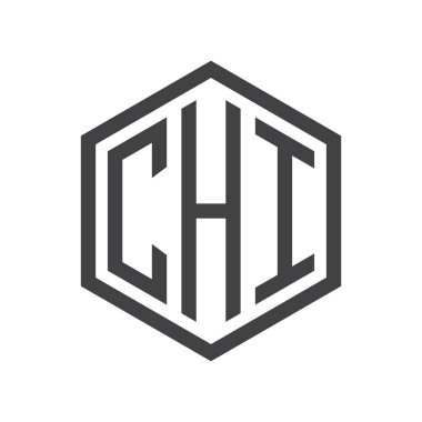 üç harfli baş harfleri altıgen logo siyah