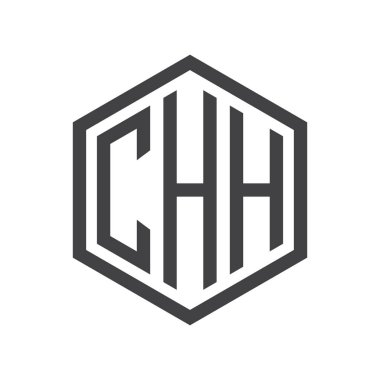 üç harfli baş harfleri altıgen logo siyah