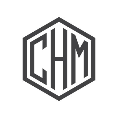 üç harfli baş harfleri altıgen logo siyah