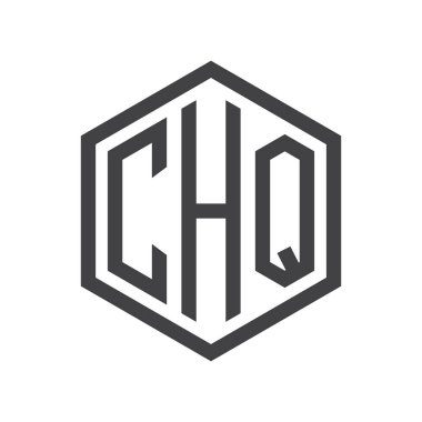 üç harfli baş harfleri altıgen logo siyah