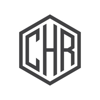 üç harfli baş harfleri altıgen logo siyah