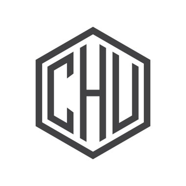 üç harfli baş harfleri altıgen logo siyah