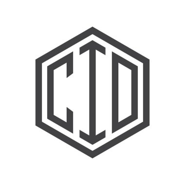 üç harfli baş harfleri altıgen logo siyah