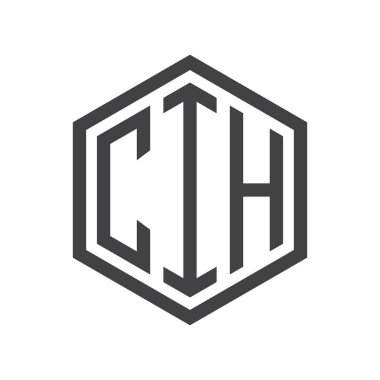 üç harfli baş harfleri altıgen logo siyah