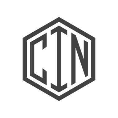 üç harfli baş harfleri altıgen logo siyah