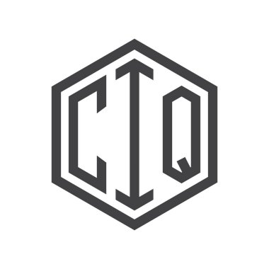 üç harfli baş harfleri altıgen logo siyah