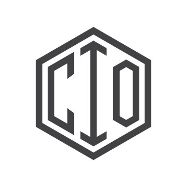 üç harfli baş harfleri altıgen logo siyah