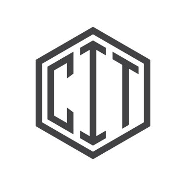 üç harfli baş harfleri altıgen logo siyah