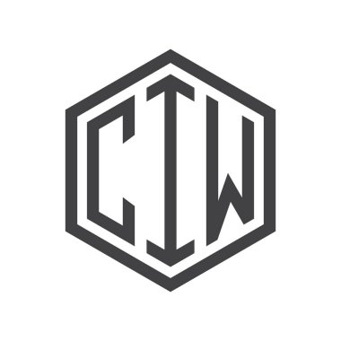 üç harfli baş harfleri altıgen logo siyah