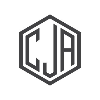 üç harfli baş harfleri altıgen logo siyah