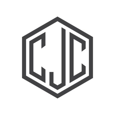 üç harfli baş harfleri altıgen logo siyah