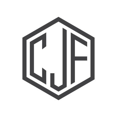 üç harfli baş harfleri altıgen logo siyah