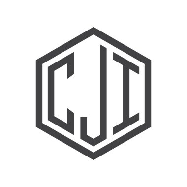 üç harfli baş harfleri altıgen logo siyah