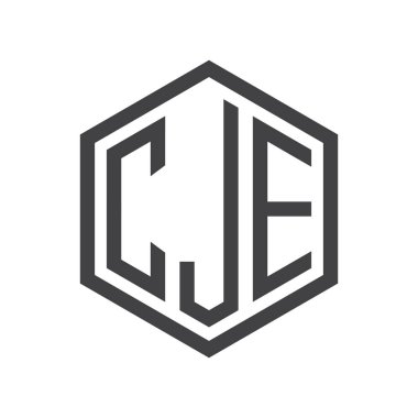 üç harfli baş harfleri altıgen logo siyah