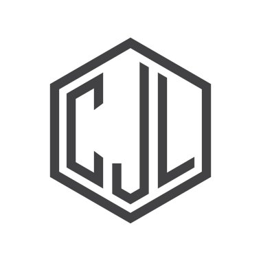 üç harfli baş harfleri altıgen logo siyah