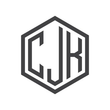 üç harfli baş harfleri altıgen logo siyah