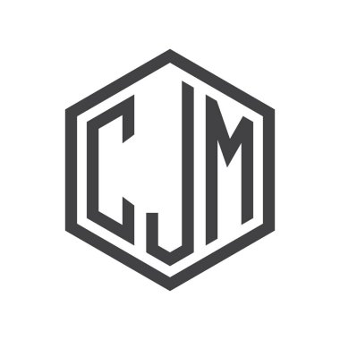 üç harfli baş harfleri altıgen logo siyah