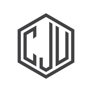 üç harfli baş harfleri altıgen logo siyah