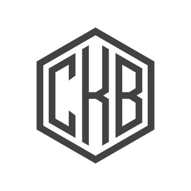 üç harfli baş harfleri altıgen logo siyah