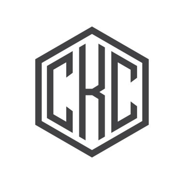 üç harfli baş harfleri altıgen logo siyah