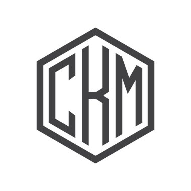 üç harfli baş harfleri altıgen logo siyah