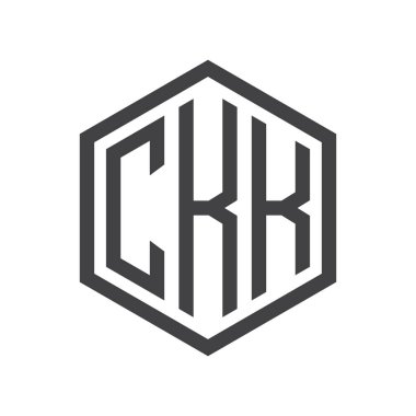 üç harfli baş harfleri altıgen logo siyah