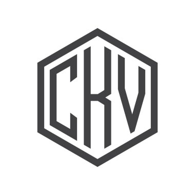 üç harfli baş harfleri altıgen logo siyah