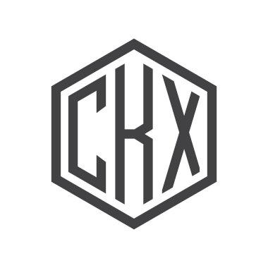 üç harfli baş harfleri altıgen logo siyah