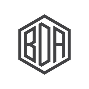 üç harfli baş harfleri altıgen logo siyah