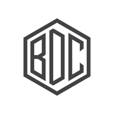 üç harfli baş harfleri altıgen logo siyah