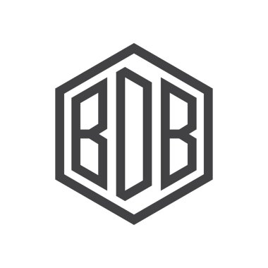 üç harfli baş harfleri altıgen logo siyah