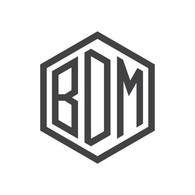 üç harfli baş harfleri altıgen logo siyah
