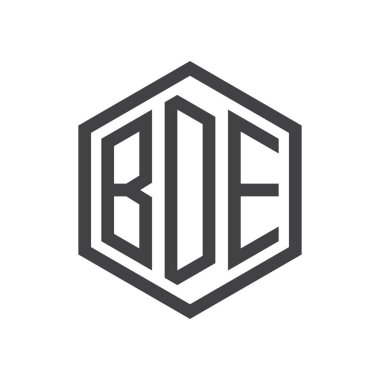 üç harfli baş harfleri altıgen logo siyah