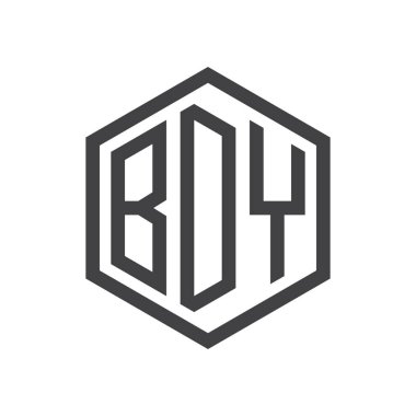 üç harfli baş harfleri altıgen logo siyah