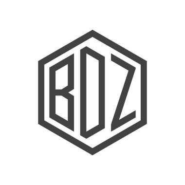 üç harfli baş harfleri altıgen logo siyah